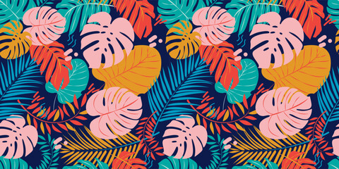 Stylish Botanical Leaves Seamless Pattern with Tropical Theme for fabric and textile print