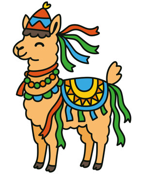 Ilustracion de una llama peruana