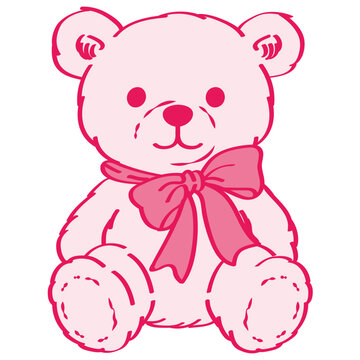 Ilustracion de un oso de peluche rosado de san valentin