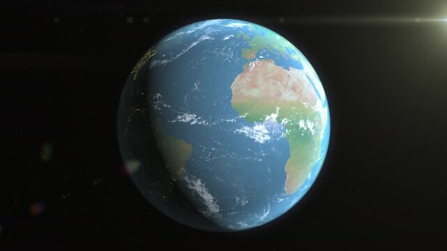 Location and map of Tunisia on the surface of the earth at day.