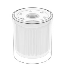 Sketch of automotive oil filter on white background