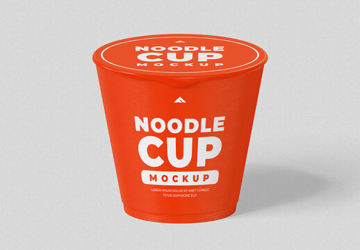 Instant Noodle Cup Packaging Mockup for Fast Food Brand Identity Presentation