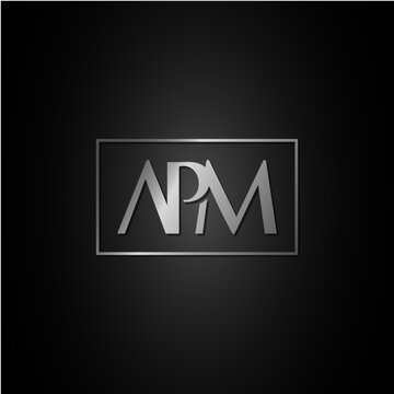 initial letter APM logo monogram silver color