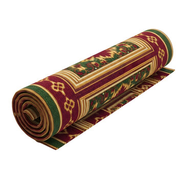 Colorful Rolled Up Carpet with Pattern.