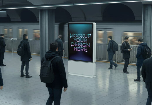 Digital Billboard Mockup Subway
