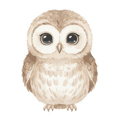 Obraz premium Cute Watercolor Baby Owl Illustration.