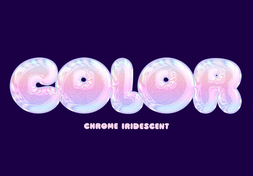 Chrome Iridescent Bubble Text Effect