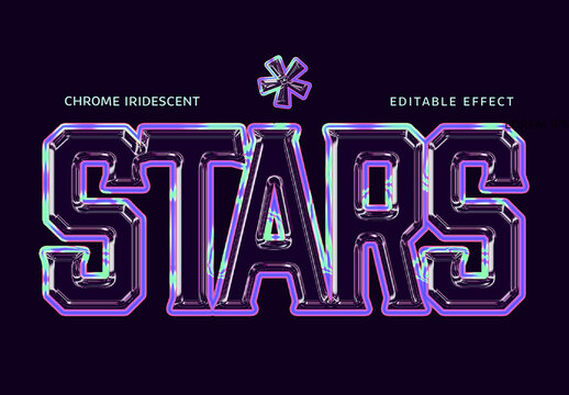 Chrome Iridescent Prism Text Effect