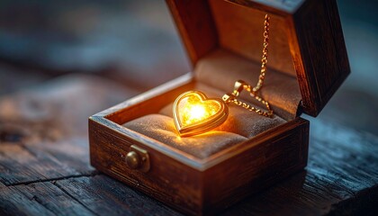 Heart Locket in Wooden Box - A Symbol of Love and Memories.