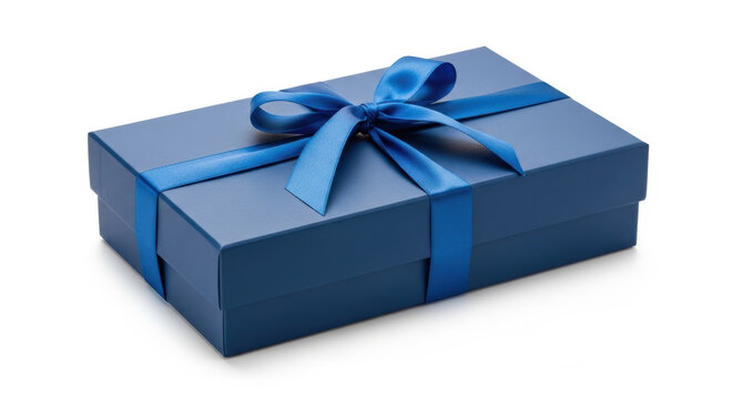 Gift present blue box ribbon bow celebration surprise holiday birthday gift present blue box ribbon bow celebration surprise holiday birthday wrapping elegant isolated on white background
