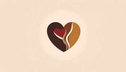 Heart-shaped coffee bean logo with warm, inviting colors and design.