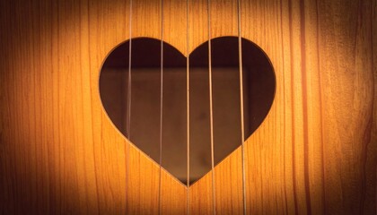 Heart-Shaped Sound Hole of a Stringed Instrument Close-Up.
