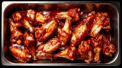 Spicy Buffalo Wings in a Baking Tray / トレイに並んだスパイシーなバッファローウィング