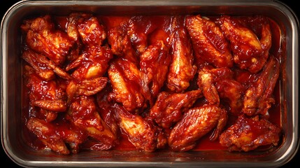 Crispy Red Glazed Chicken Wings Ready to Serve / カリッとした赤だれが美味しそうなチキンウィング