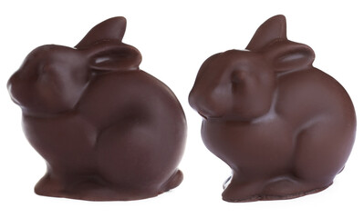 Obraz premium Sweet chocolate bunny isolated on white, collage