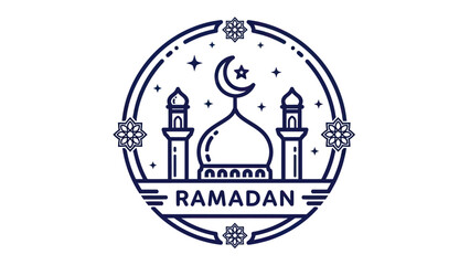Obraz premium Ramadan Mosque Logo Design with Crescent Moon and Stars.
