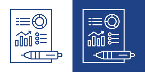 Reporting Blue And White Icon Style Collection