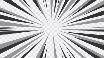 Radial motion lines forming a dramatic action burst. Comic and manga inspired background for fight scenes, posters and animation projects.