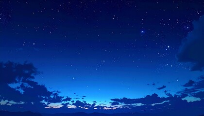 Serene Night Sky with Clouds and Scattered Stars.