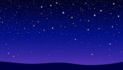 Serene Night Sky Illustration with Twinkling Stars and Dark Horizon.