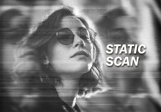 Motion Blur Retro Scanner Effect Mockup