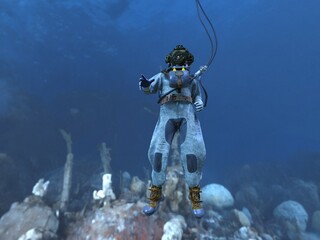 潜水士　3DCGレンダリング