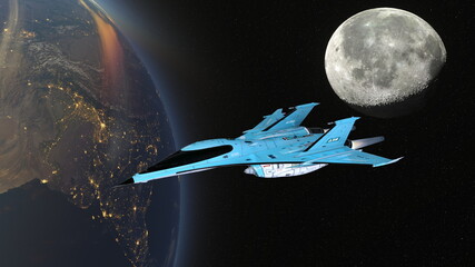 宇宙船と地球　3DCGレンダリング © tsuneomp