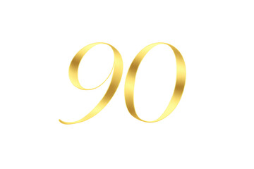 Golden number ninety celebrating milestone anniversary or birthday