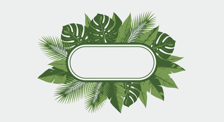 Green Leaves Frame with White Label. © Mahkota