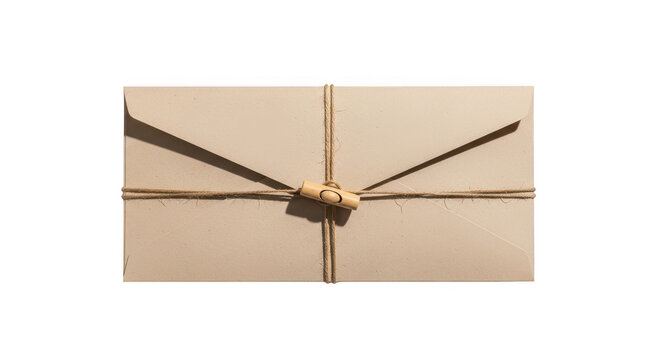 Brown parcel string tied isolated on a transparent background