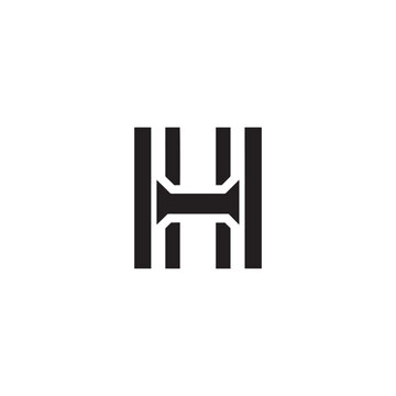 Minimalist black and white letter h logo design featuring geometric vertical stripes and central connection bar for modern corporate identity branding and creative typography