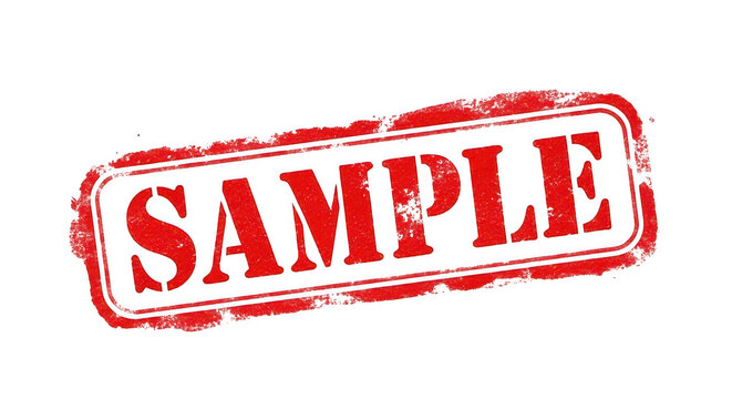 Red sample stamp with bold text isolated on a transparent background