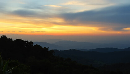 Obraz premium Majestic jungle twilight horizon glowing