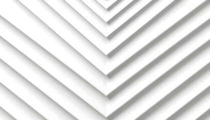 Fototapeta premium Abstract geometric pattern of white layered chevron shapes creating a sense of depth and movement