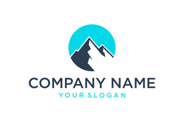 Fototapeta premium Minimalist Mountain Logo Design Template with Company Name and Slogan for Business Branding