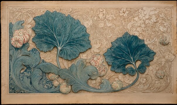 Vintage style botanical frame with fig leaves and natural vine ornamentation for art layouts