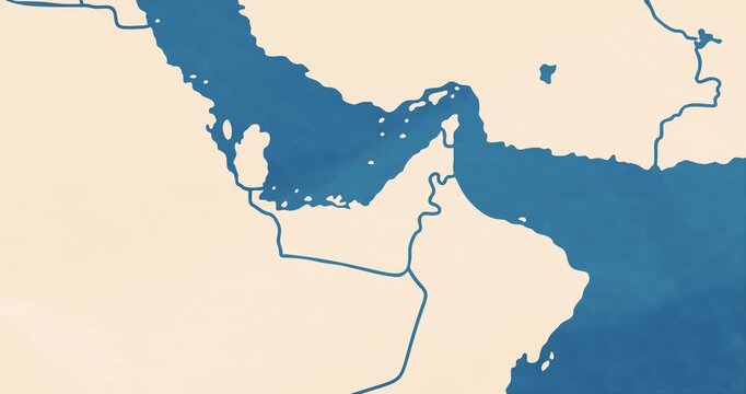 Beautiful zoom in of a united arab emirates map with most important cities and frontier lines