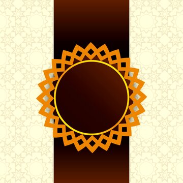 Circular emblem on dark band with patterned sides. Suitable for backgrounds, logos, or decorative elements in designs. Great for digital projects.