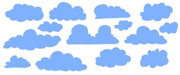Fototapeta premium CLOUDS ILLUSTRATION SET FOR COMICS, CARTOONS, STORIES, HAND-DRAWN, COLORFUL, NATURE ELEMENT