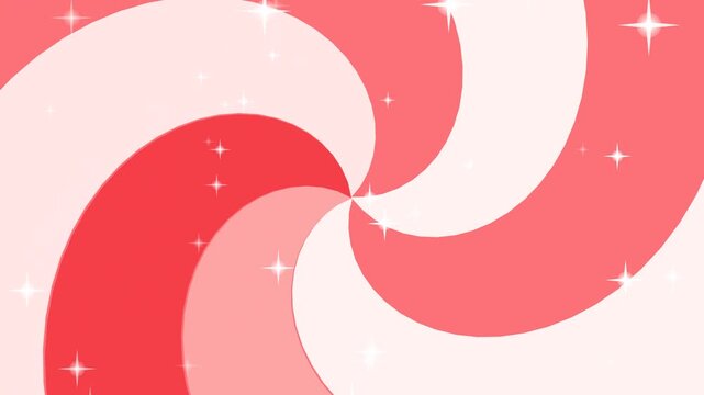 Red and White Abstract Candy Swirl with Twinkling Stars Background