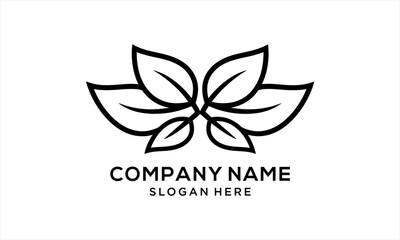 Obraz premium Minimalist Line Art Logo Design Featuring Five Elegant Leaves.