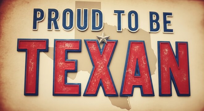 Bold lettering saying &ldquo;Proud to Be Texan&rdquo;