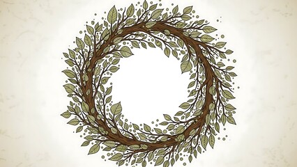 Fototapeta premium Vintage floral leafy wreath decoration circular.