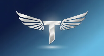 Fototapeta premium Creative monogram combining typography with avian wing elements