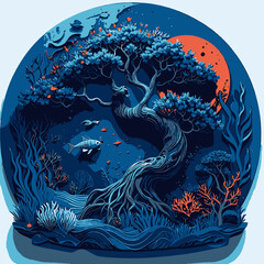 Beautiful Bonsai Tree with Colorfull design