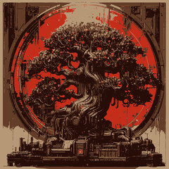 Beautiful Bonsai Tree with Colorfull design