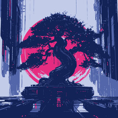 Beautiful Bonsai Tree with Colorfull design