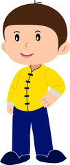 Cartoon Boy in Traditional Chinese Outfit