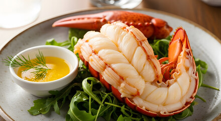 Prepared and cooked red lobster tail ready for serving