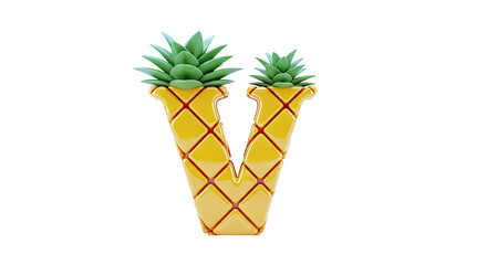Pineapple Letter V with Green Tops